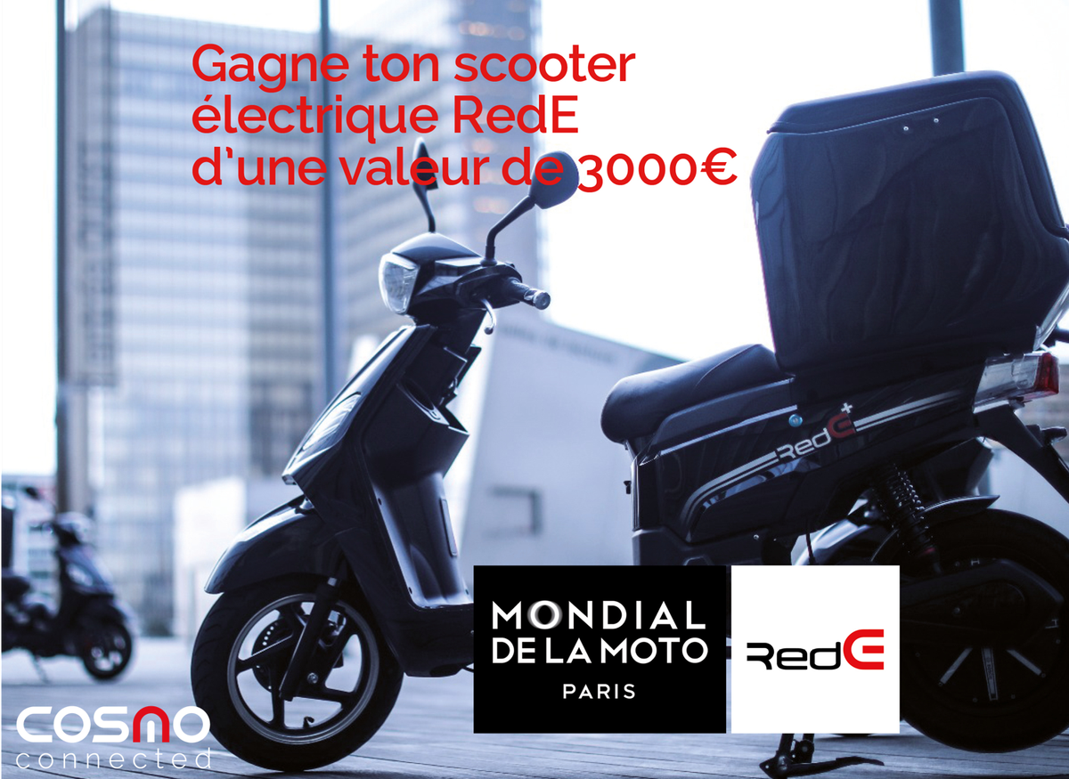 RedElectricFR's tweet photo. 🚨ALERTE CONCOURS 🚨
A l'occasion du @MondialMoto, les start-ups RedE Scooter et @CosmoConnected s'associent pour vous faire gagner un scooter électrique RedE ! 🛵⚡️
Pour participer, ça se passe ici : https://t.co/K2eG6hK663 https://t.co/NYnsMVvOBJ