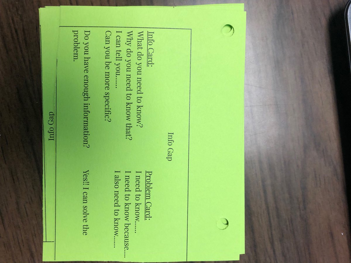 Sarah3Martin's tweet photo. Info gap cheat cards someone referred to so I made some for the kids. (Sorry I donโt recall who made this idea) #openupmath #iowamath https://t.co/soUAZQuN2L