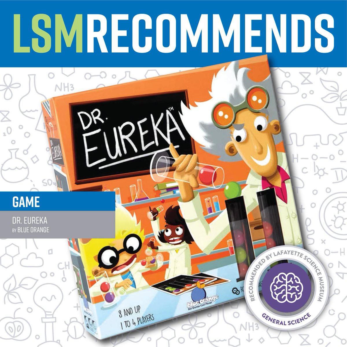This week, #LSMRecommends Dr. Eureka, a fast-paced, fun, family-friendly game available in the Discover Store located in our museum lobby. Join us Saturday, Oct 6 for the Discover Store Grand Opening Event! Learn more: bit.ly/2u8wMoy <a href="/BlueOrangeGames/">Blue Orange Games</a> #DrEureka