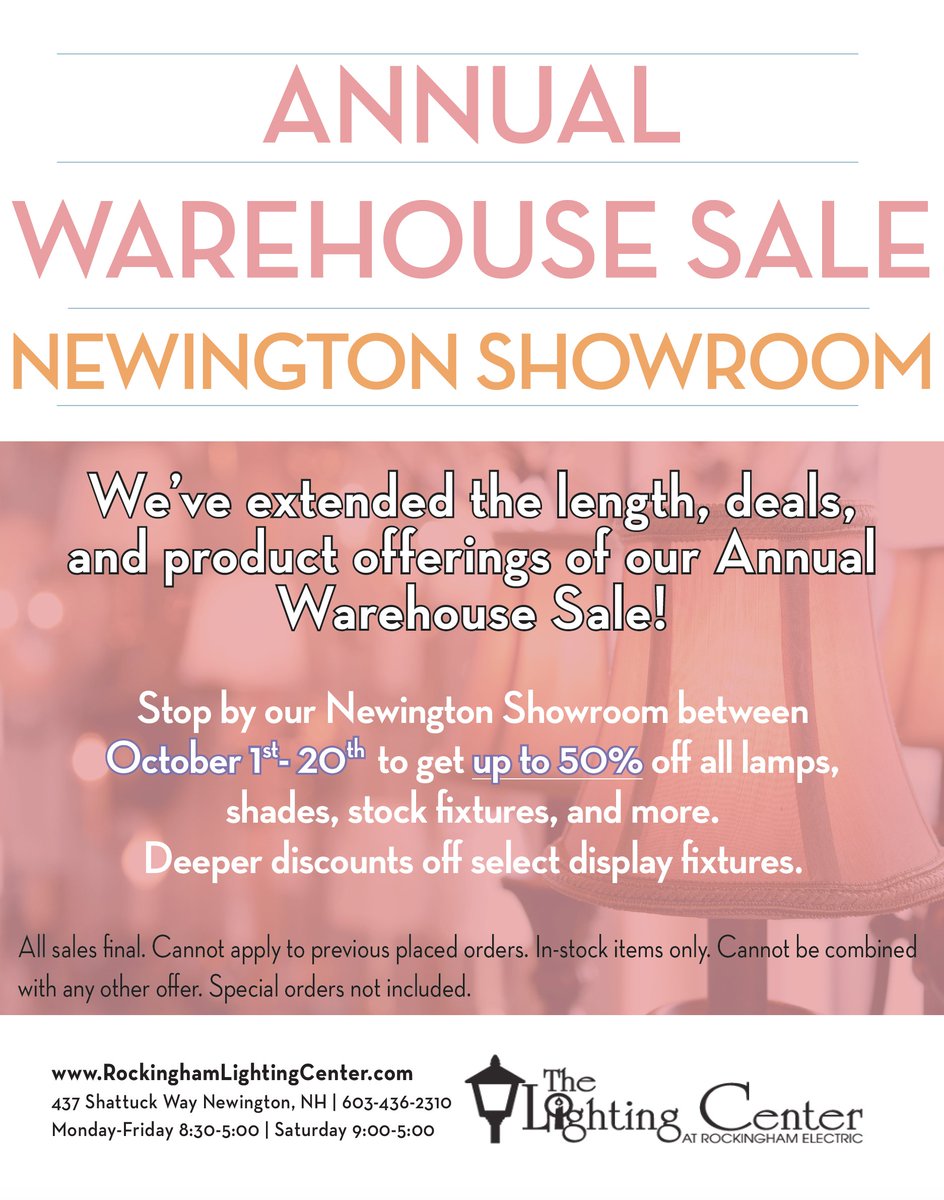 Now bigger and better!  Check-out our Annual Warehouse Sale