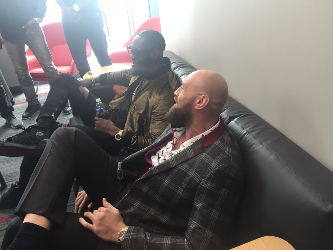Just shows how fake the beef is between Fury &amp; Wilder. Sitting together in the green room at ESPN.

I’d rather fighters just respect each other, and then knock the shit out of each other rather than this fake hype.