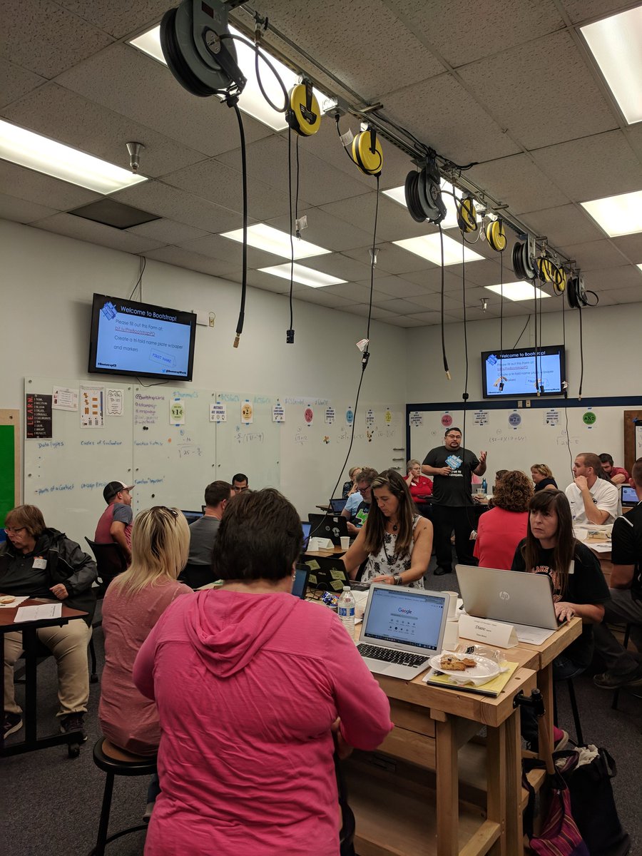 kat_goyette's tweet photo. Excited for the first day of @Bootstrapworld with @edcampOSjr for our #CSDecoded @GoogleForEdu #GoogleCSEdu grant. #bootstrapcs #cvtechtalk #csforcv #csforca #tularecoe https://t.co/OS5qipsIOx