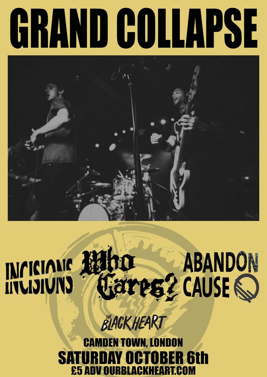 Welsh Hardcore Thrash Punk at <a href="/Theblack_heart/">The Black Heart</a> Camden on Saturday 6th October with <a href="/GrandCollapse/">Grand Collapse</a>, support from Incisions, Who Cares? and <a href="/AbandonCause/">Abandon Cause</a>. 7pm start, advance tickets from <a href="/musicglue/">Music Glue</a>.
youtu.be/jOBwxQFUnjY pic.x.com/n7BPeX4r3Q