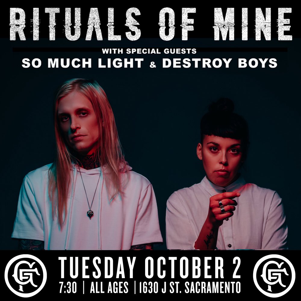 TONIGHT!! <a href="/RitualsofMine/">Rituals of Mine</a> <a href="/somuchlight/">somuchlight</a> <a href="/destroyboysband/">DESTROY BOYS</a> inside Goldfield!! Tix: Goldfieldtradingpost.com