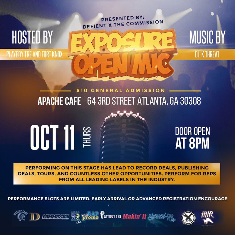 Tip's tweet photo. 10/11 at @apachecafe @exposureopenmic returns !!! My A&R @brich404 and his team will be in the building . We are looking for stars only !!! #TagADopeWriter #TagADopeArtist
#TagADopeProducer https://t.co/tvcwqfetMx