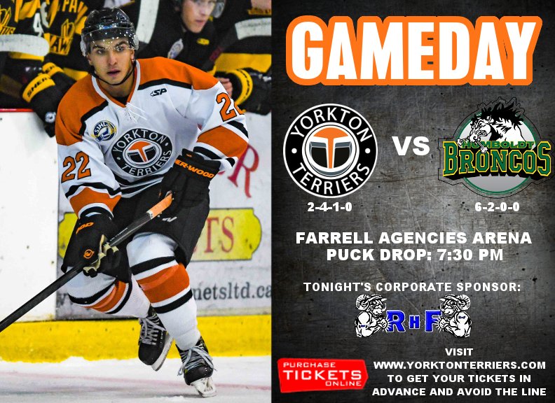 SJHLTerriers's tweet photo. Big game at Farrell Agencies Arena tonight!! The Humboldt Broncos are in town and the Terriers are looking to bounce back from a tough weekend. Game time is 7:30. Make sure to get your tickets online at https://t.co/G7HQte4xpK and avoid the lineup. #LetsGo #TerrierTime https://t.co/05GDh7mOHV