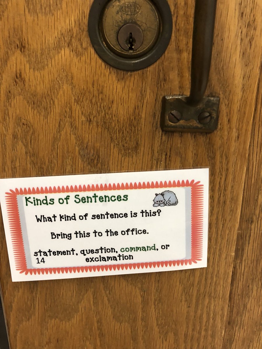 cynthia_cavallo's tweet image. Going on a scavenger hunt looking and recognizing different types of sentences.... command, exclamation, statement and question.  #grammarfun! @KLSBethpage