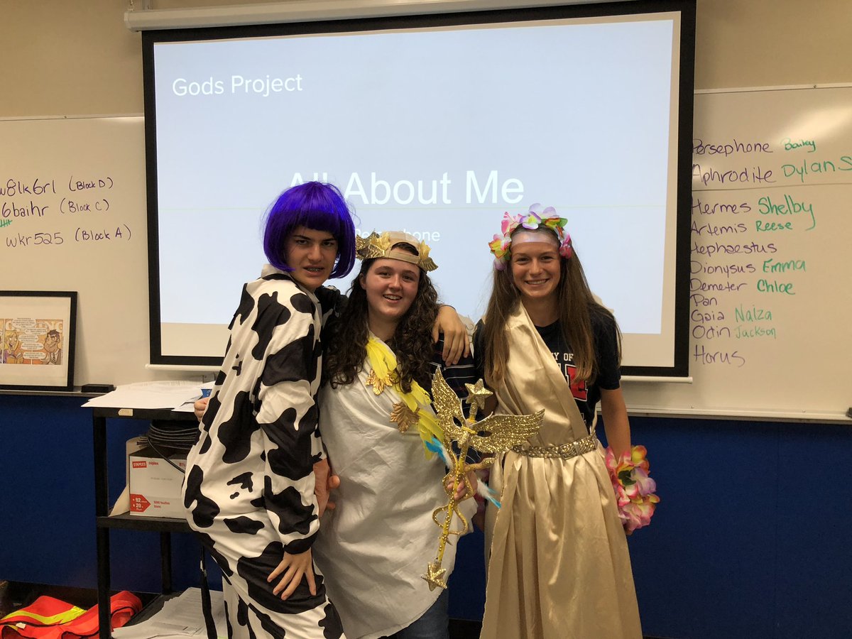 How to make learning about Greek Gods more engaging in Eng H. 10? Have the students become the Gods and share their learning with the class.