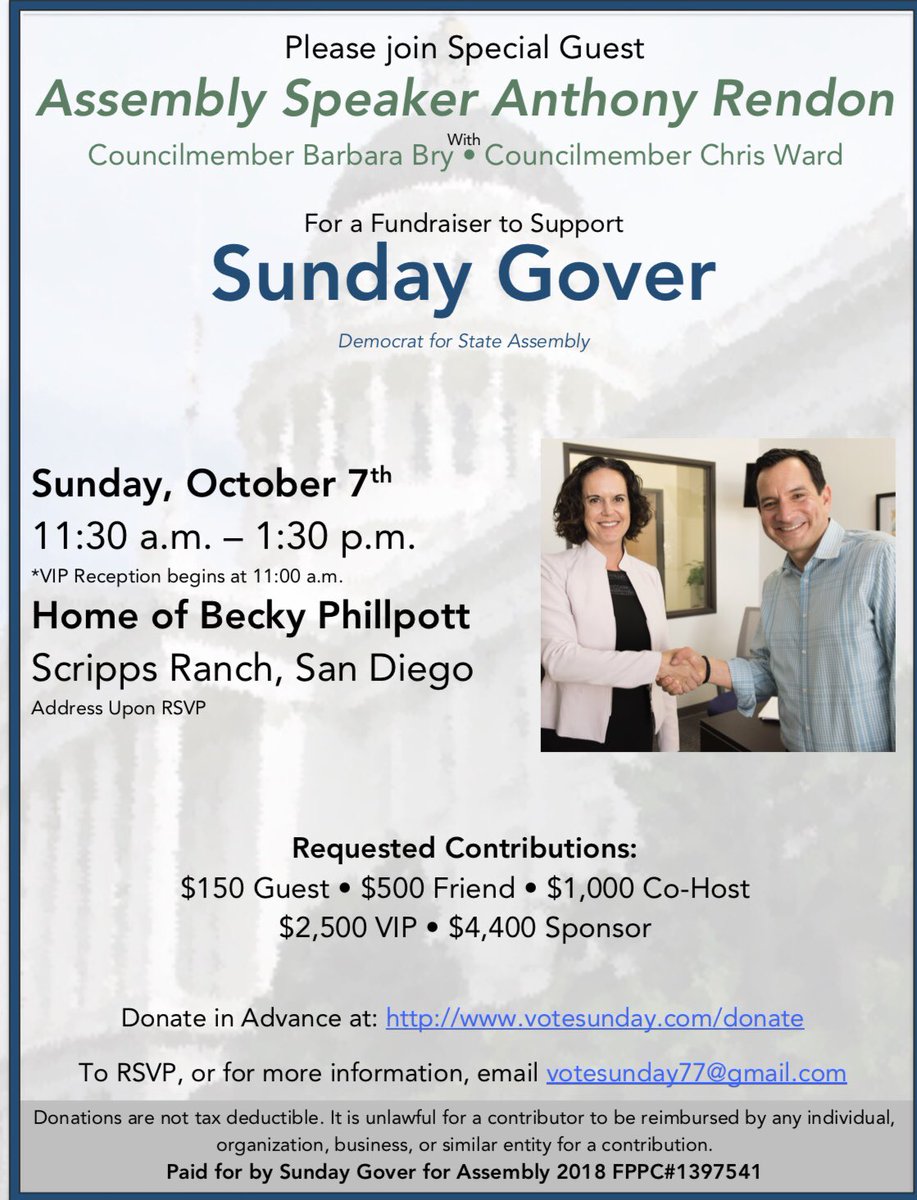 BlackMtnDems's tweet image. Let’s get @sunday_gover elected to the Assembly!  Here’s your chance to support her campaign.  35 days until the election and let’s make every day count.  VOTE FOR SUNDAY