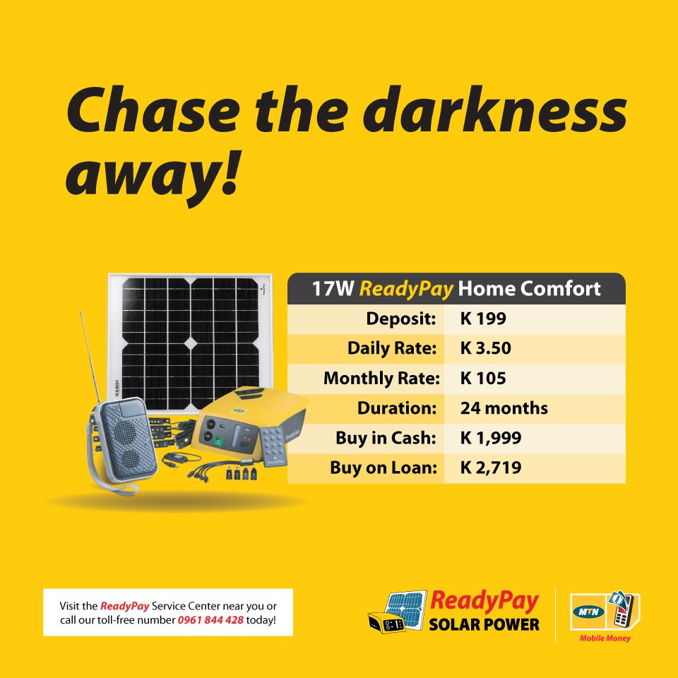 MySolZambia's tweet photo. The Home Comfort Kit gives you so much more!!
4 lights
A Radio that plays FM + USB drive
Phone charging ports with multiple charging tips.
Chase the darkness away. Call us toll-free on 0961 8444 428 today!!
#ReadyPay #CleanEnergy #Fenixintl #SolarPower #Zambia https://t.co/Y2kcZxXEVB