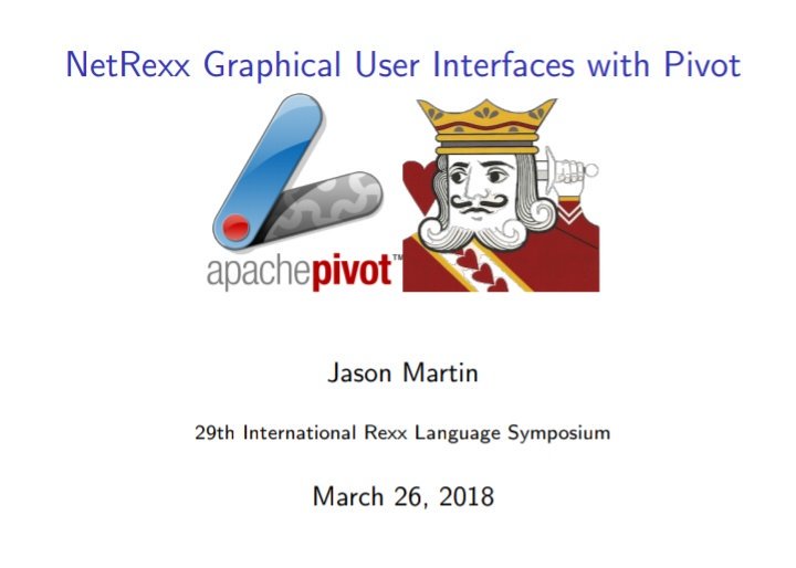 fcassia's tweet photo. #NetRexx Graphical User Interfaces with #Apache #Pivot
March 2018 presentation by Jason Martin at ReXXLA
https://t.co/MLHgNlflwN
#Rexx #Java #GUI #opensource #openJDK #JVM https://t.co/nWAG4hPC3i