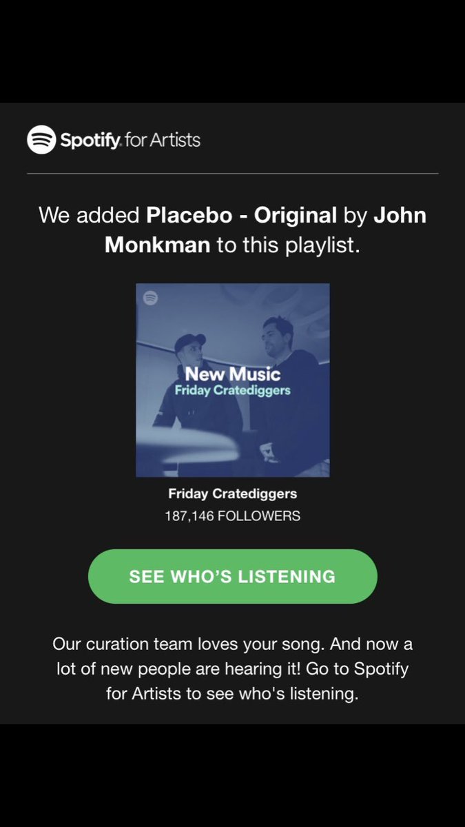 JohnMonkman's tweet photo. Thanks to the team at @Spotify for adding ‘Placebo’ w/ @petetong to your Cratediggers playlist 😘#cratediggers #placebo #beesemyermusic https://t.co/JPGaOP1QaA