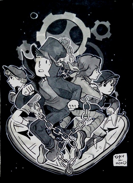 matchy #inktober2018 drawings for my favorite #professorlayton games!! hellyeah 