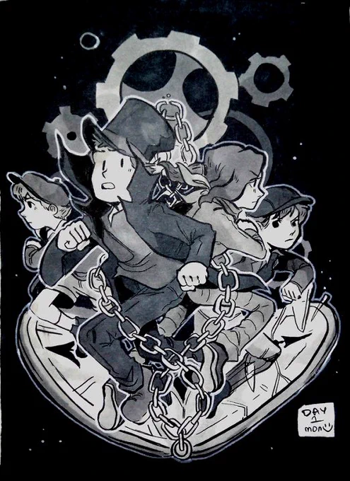 matchy #inktober2018 drawings for my favorite #professorlayton games!! hellyeah 