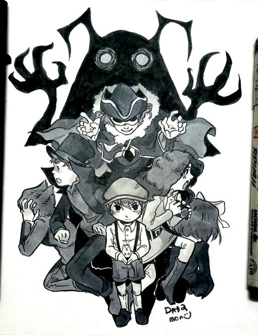 matchy #inktober2018 drawings for my favorite #professorlayton games!! hellyeah 
