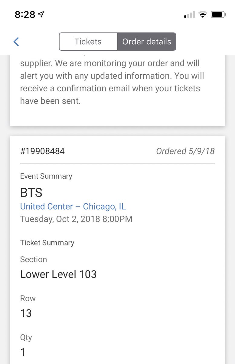 DnnTech's tweet image. Selling BTS ticket - World Tour Love Yourself concert United Center 10/2 - section 103 row 13 -$300 @BTSTICKETBOT @sarahpham123 #BTSinChicago #LOVEYOURSELF