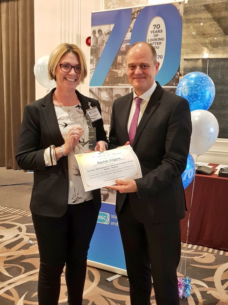 WesternHSCTrust's tweet photo. And the winner of the Nursing or AHP Assistant or Health Care Support Worker award in a hospital setting is...Rachel Kilgore, Nursing Assistant, Outpatients Dept.,
Altnagelvin Hospital. ​Katherine Buchanan accepts on her behalf​ #WTNMAHP18 https://t.co/CslhG2HSqs