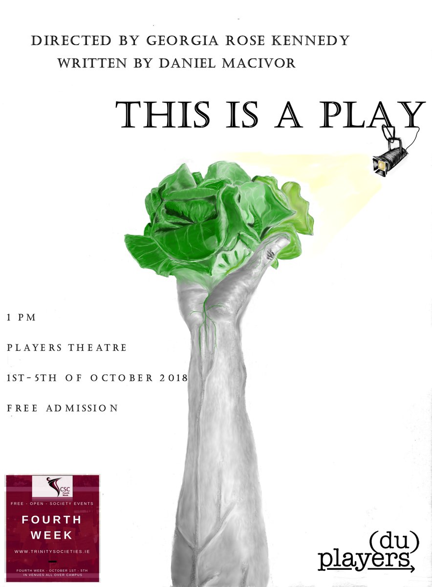 CSCtcdie's tweet image. To all TCD Staff and Students - you are invited along to see a play by @DUPlayers each day this week as part of #FourthWeek
Admission is completely FREE but audience members are reminded to collect a ticket at the Players box office - next to the Samuel Beckett Theatre