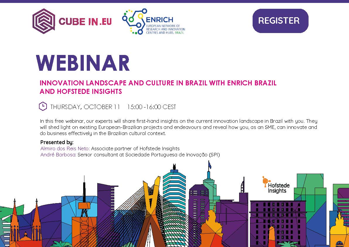 ENRICH_in_LAC's tweet photo. Don't forget our webinar on 11/10 with @HofstedeInsight and CubeInEU on the Innovation Landscape of #Brazil! This webinar will help #SME owners better adapt to #business in Brazil and do do business more effectively
Sign up #free here: https://t.co/9jJm5bEFeA https://t.co/cWDKKVUBhc