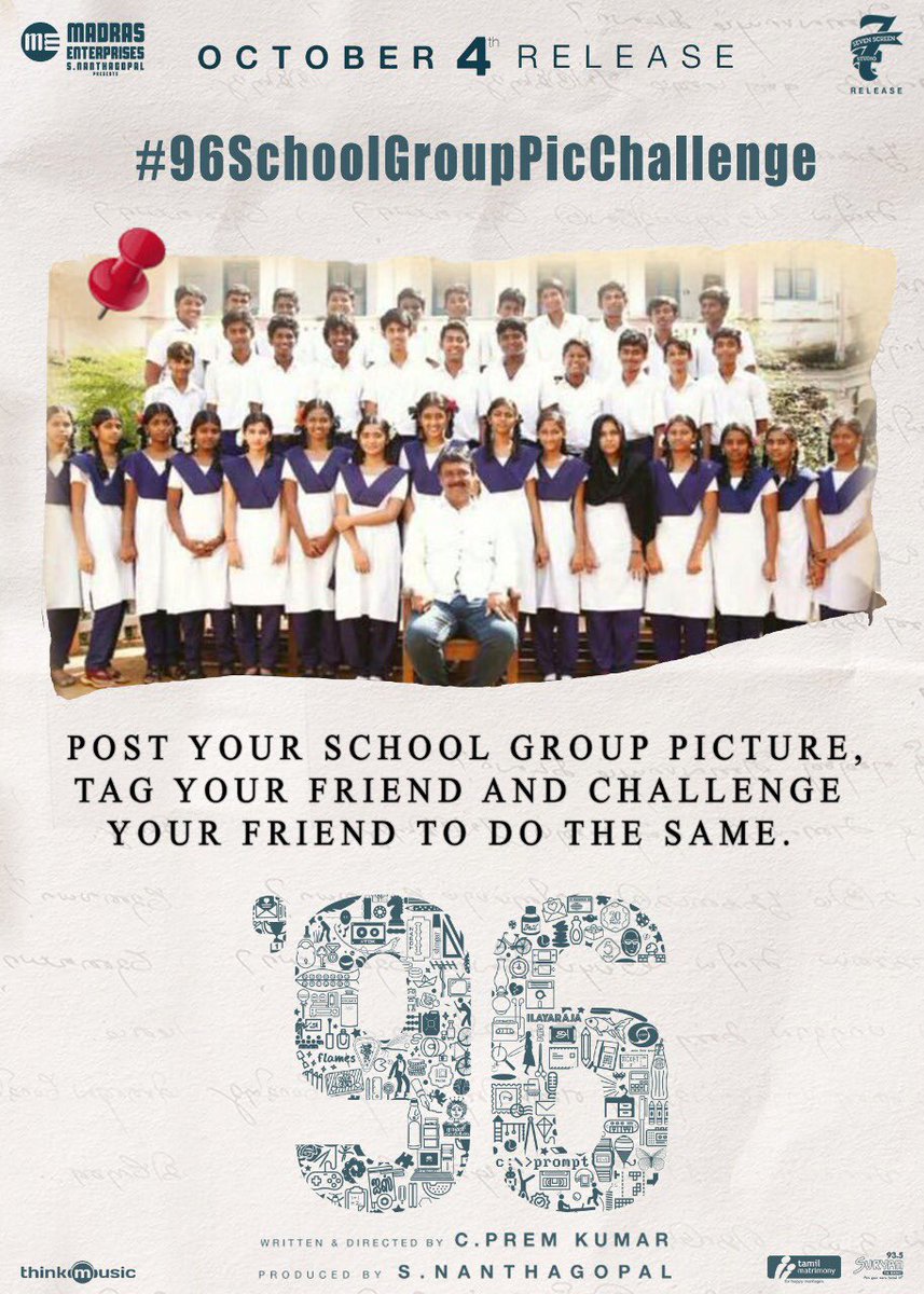 sri50's tweet photo. #96SchoolGroupPicChallenge
#96TheMovie #2DaysToGoFor96
@VijaySethuOffl @trishtrashers @Premkumar1710
@MadrasEnterpriz @7screenstudio @govind_vasantha @Poet_UmaDevi @gopiprasannaa @thinkmusicindia @proyuvraaj https://t.co/GVyis8Abqx