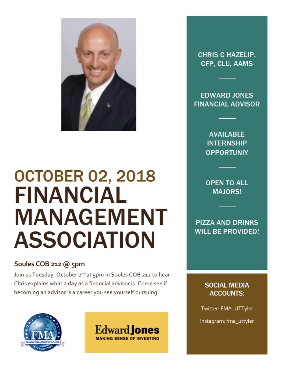 FMA_UTTyler's tweet photo. Don’t forget to attend today’s meeting at 5pm in Soules COB 212!!

 #Business #UTTyler #Patriots https://t.co/Zb0pMqtgTd