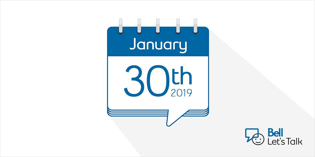 Bell_LetsTalk's tweet photo. Did you hear? #BellLetsTalk Day is January 30, 2019! Retweet to help us spread the word. https://t.co/clvc6hXTn7 https://t.co/mjoTscnmKC