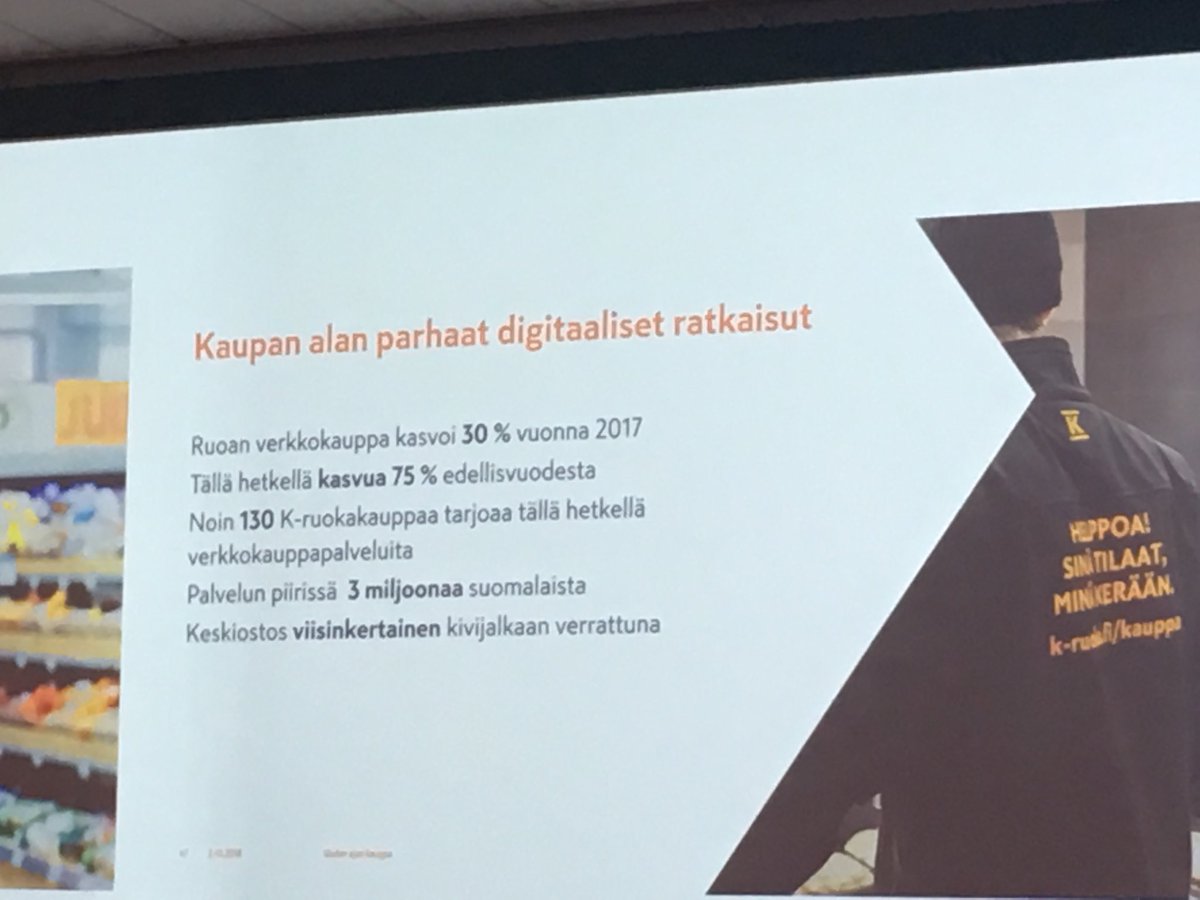 Ruoan verkkokauppa kasvaa, ⁦<a href="/kryhma/">K-ryhmä</a>⁩ +75% edellisvuoteen verrattuna ja keskiostos huomattavasti kivijalkakaupan keskiostosta suurempi. #kumppanitkoossa