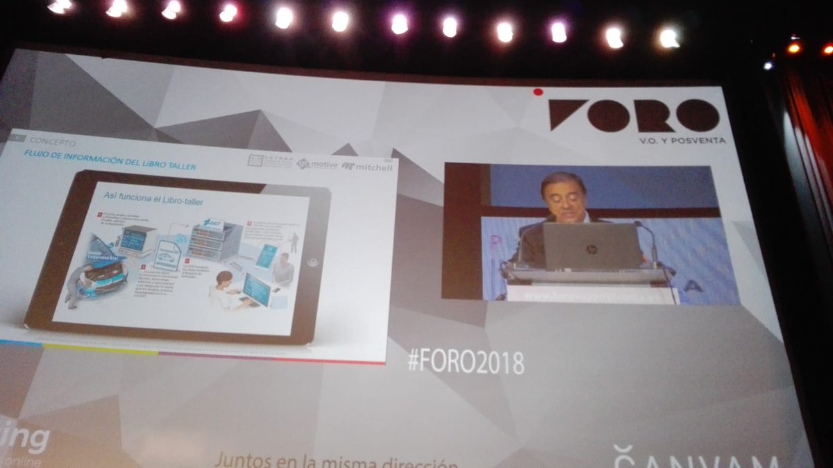 CetraaComunica's tweet photo. Xavier Freixes (CETRAA) presentando junto a Fernando Tejero (GT Motive) nuestra plataforma para el Libro Taller de la @DGTes en el XIV Foro VO y Posventa #FORO2018 https://t.co/WMaXvqC8OR