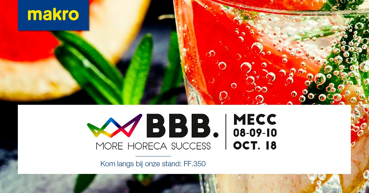 8, 9 en 10 oktober staan wij met een stand op <a href="/bbbmaastricht/">bbbmaastricht</a>. De beurs voor 'meer horeca succes'. Breng ons een bezoek en ontdek wat wij voor jou kunnen betekenen.

Je vind ons op standnummer FF.350.