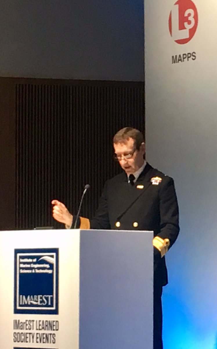 Naval_IMarEST's tweet photo. Rear Admiral Paul Methven gave Keynote Address @IMarEST #INEC2018 #iSCSS2018 talked about the challenges for navies doing more for less, trading decisions need to be quicker & effective! https://t.co/K1oEfv8HJ0 https://t.co/Q1qSEXmWl9