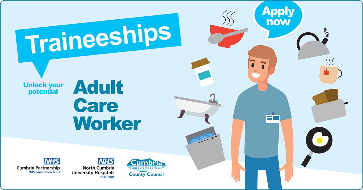 CumbriaCC's tweet photo. 16-24? Want to get the skills and experience to secure an apprenticeship or full time job? Check out traineeships available with @cumbriacc @CPFTNHS and @NorthCumbriaNHS https://t.co/T4uUEujw9H 👍 https://t.co/9hvhf1aAZv