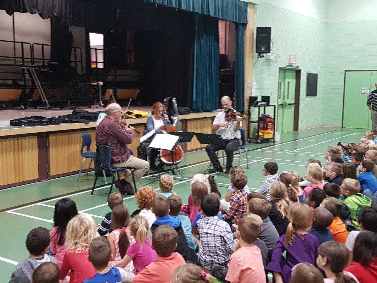 Saint John String Quartet played for our Park Street students this morning. Mozart and more! #musicintheschools #PSSlearning