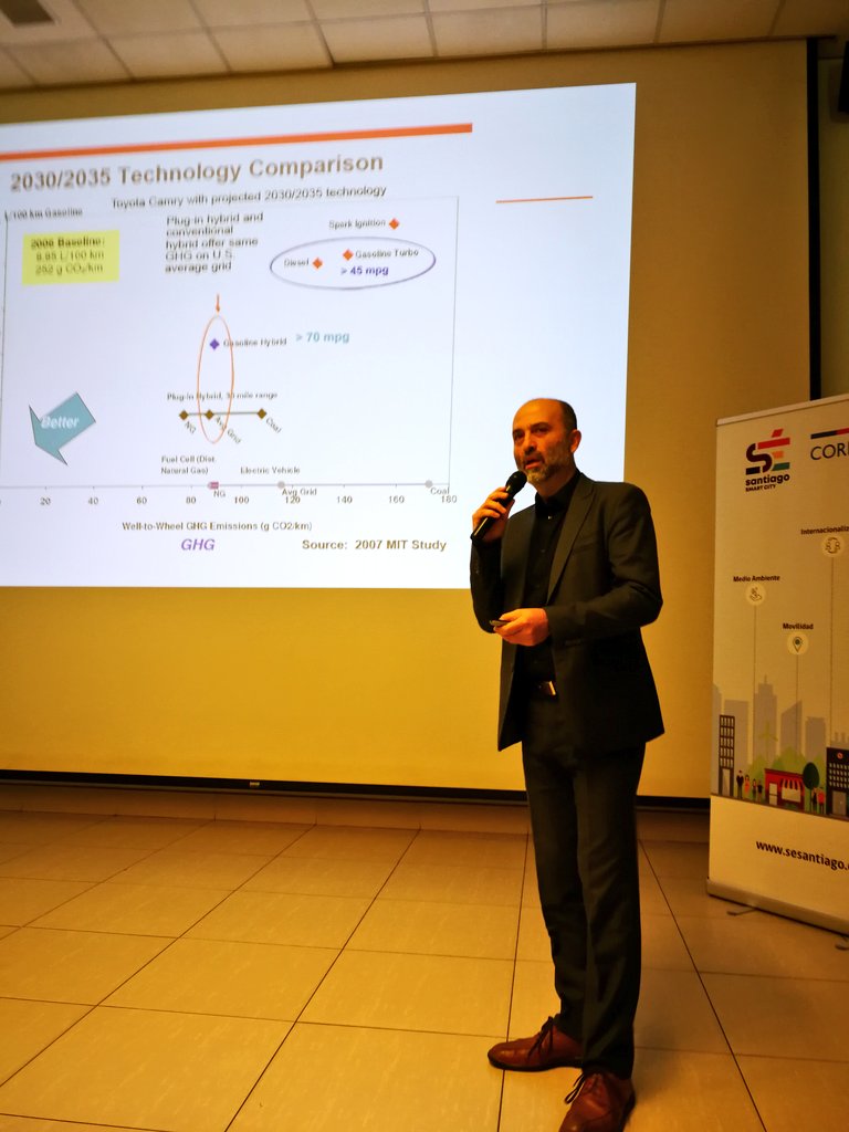 SeSantiagoCL's tweet photo. En estos momentos, Gianni López de @cmmolinachile expone sobre la eficiencia de los vehículos eléctricos en Taller #Electromovilidad2018 Mira  el streaming en: https://t.co/f4NYPbgS69 https://t.co/UmqjwvT8VJ