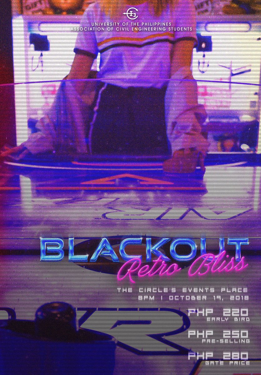 upaces's tweet photo. We'll dance to the rhythm of the past.

Tickets for BLACKOUT 2018: Retro Bliss are now available at the UP ACES Tambayan (1st Floor Lobby, Melchor Hall, UP Diliman).

PHP 220 - Early Bird
PHP 250 - Pre-Selling
PHP 280 - Gate Price

#Blackout2018 #RetroBliss https://t.co/GjA4R9Gnye