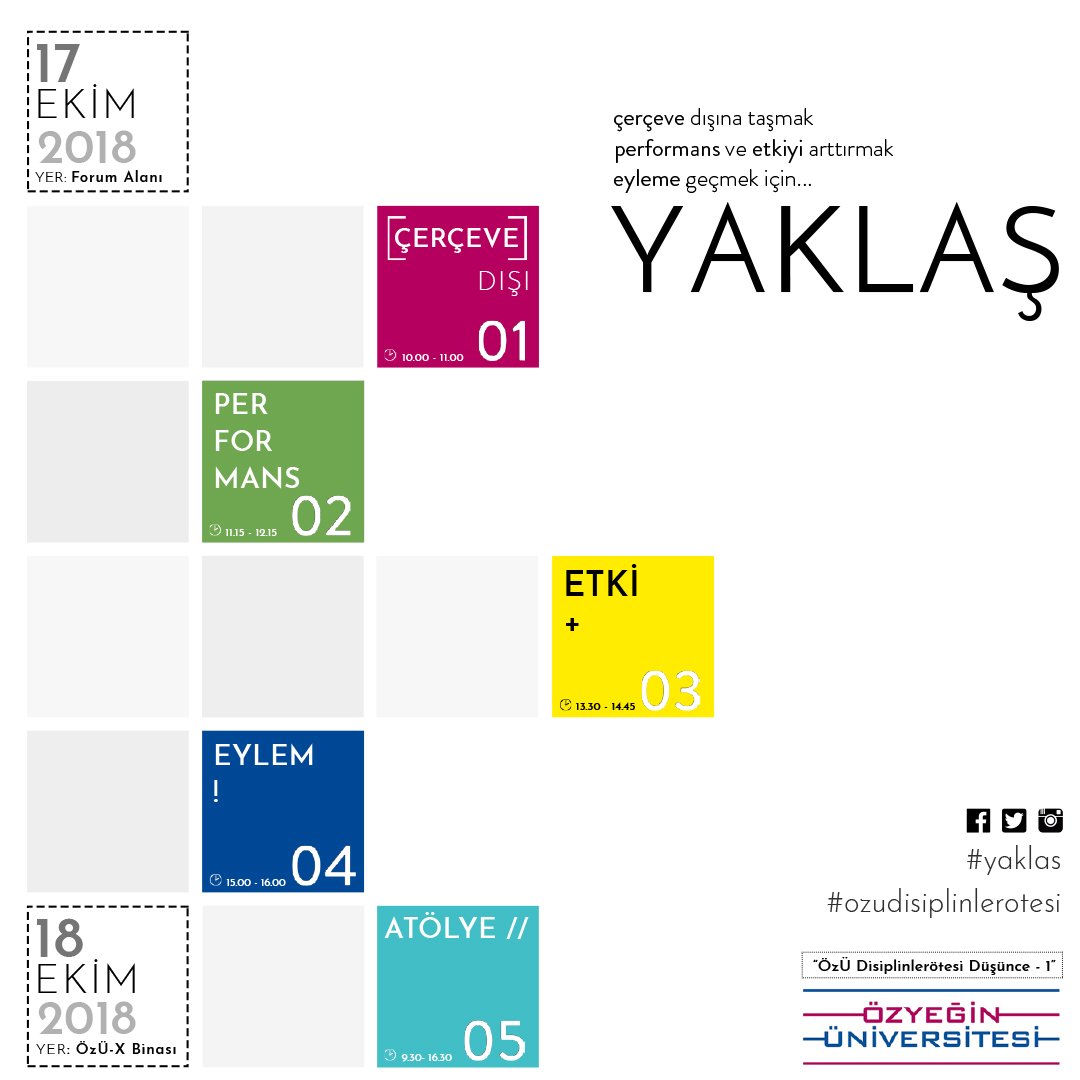 ozyeginuni's tweet image. 10. yıl etkinliklerimiz kapsamında 17 - 18 Ekim tarihlerinde gerçekleşecek YAKLAŞ, son dönemin gündemdeki başlıklarından 'Disiplinlerötesi Düşünce', 'İnovatif Öğrenme ve İş Modelleri' ve 'Çoklu Bağlantılar' temaları etrafında şekilleniyor.  bit.ly/2Nhb2Ob
#10thyear