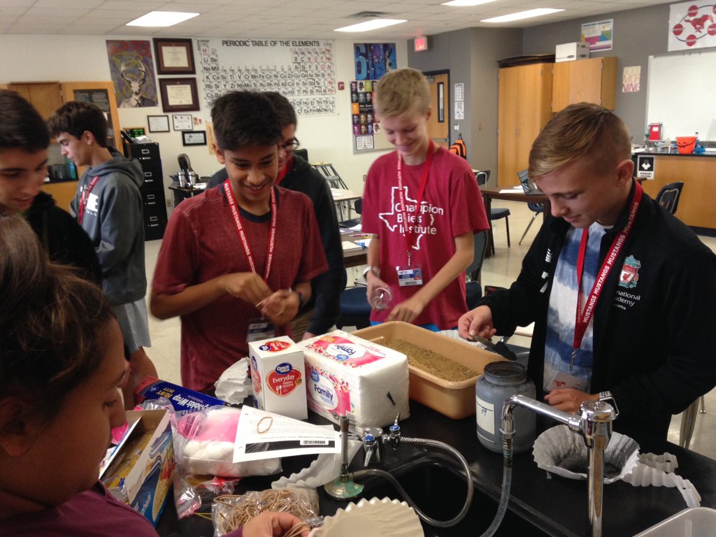 Chemistry students learning about the limitations of physical filtration before we start studying the chemistry of water <a href="/MustangSTEM/">GHS STEM Academy</a> #gcisdsci #ghsunity