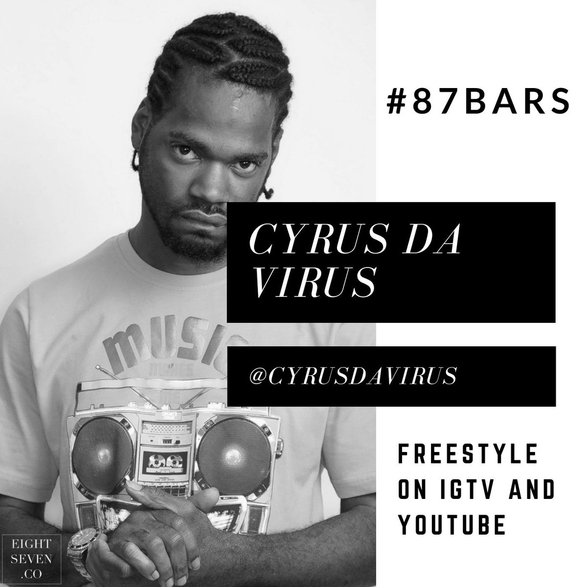 eightsevenuk's tweet photo. We've got a new #87bars for you today with @cyrusdavirus click on the link below to enjoy!
YT Link: https://t.co/A1KivSJX6f
#rapper
#grime
#music
#uk
#freestyle https://t.co/b7hpnEeE1c