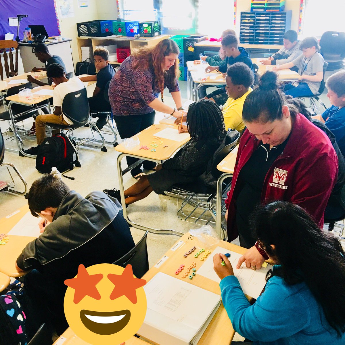 tOsborneIF's tweet photo. Mrs. Sutton and Mrs. Solla’s Math 6 students use fruit loops to learn how to create similar ratios by scaling up and down. #RAMSinspire @RAMiddle_RAMS @AndersonFive #A5instruction https://t.co/iTfHLRGDzJ