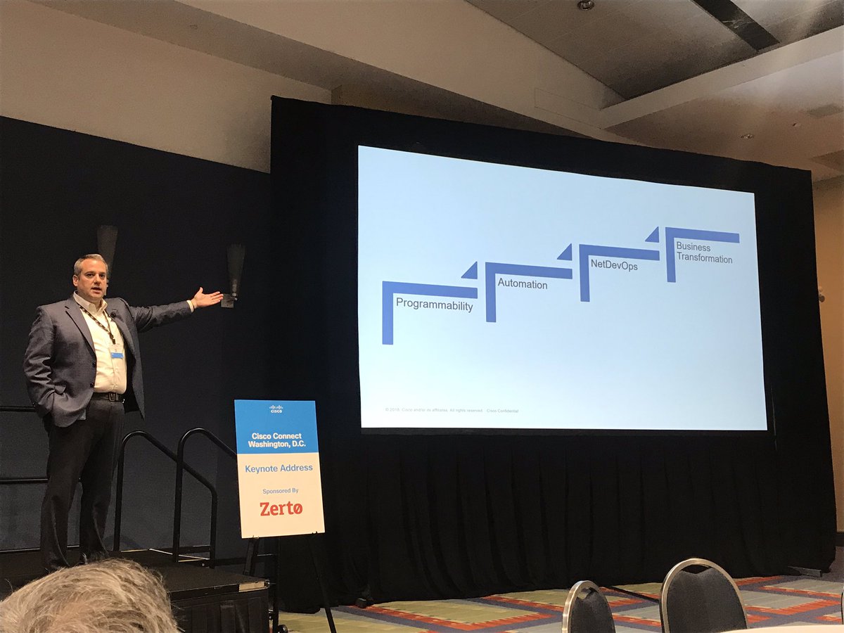 erinkweber's tweet image. Always an engaging speaker—@MichaelYounkers talking about the power of network programmability to a full room at #CiscoConnectUS! @CiscoDevNet @CiscoSecurity @Cisco #networking #programmability #automation #CiscoConnectDC #BusinessTransformation #ProtectServeEducate