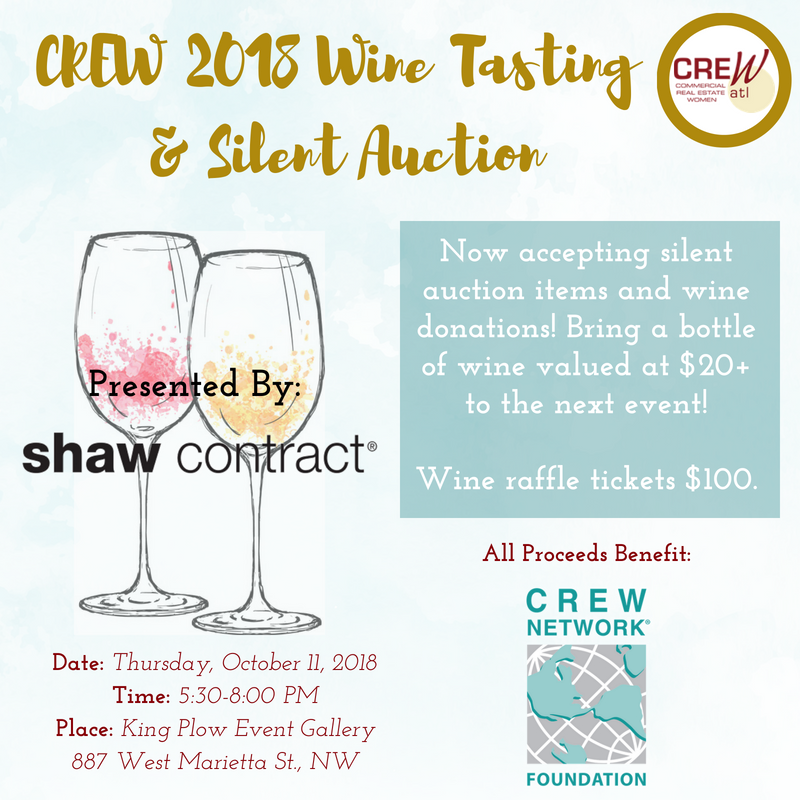 crewatlanta's tweet photo. It’s never too early to start Christmas shopping. Please join us for the annual CREW Wine Tasting &amp; Silent Auction to bid on awesome gifts and wine you don’t want to miss! #cre #crewatl https://t.co/BRsvRdwaoC