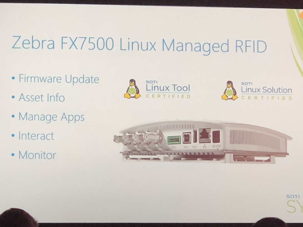 marconielsen's tweet photo. Showcasing @ZebraTechnology #RFID solutions with #Linux devices managed by #MobiControl #SOTISYNC18 @SOTI_Inc @StratixMobile #IoT https://t.co/vakBMYes33