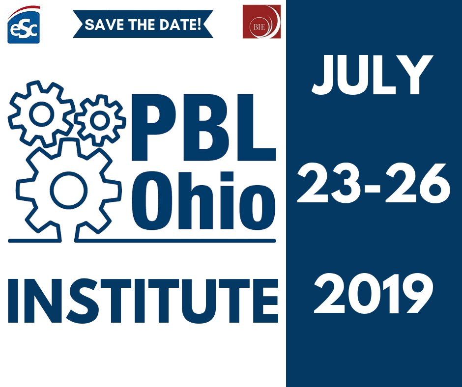 PBLOhio's tweet photo. Just confirmed! We're already planning our 4th PBL Ohio Institute for next summer. Mark your calendar for July 23-26, 2019 and stay tuned for more details! https://t.co/GKIWnEZGlL