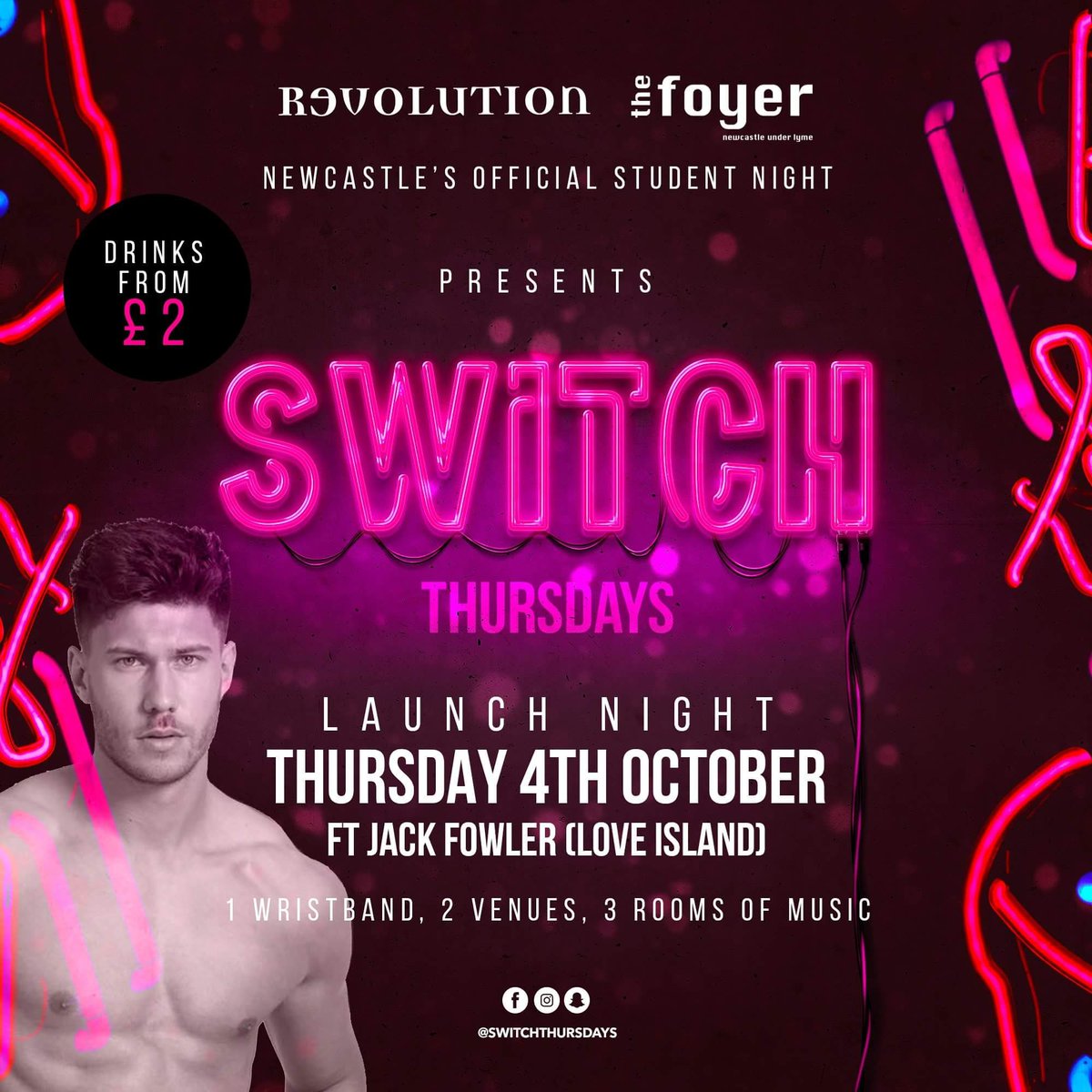 Revs_NUL's tweet photo. 3 Floors.... 2 Venues .... 1 Epic Student night!

With a guest appearance from Jack Fowler from Love Island! 💛🌴 

You won't want to miss out ! 

#revsnul #newcastleunderlyme  #staffordshireuniversity #keeleuniversity #studentnight #deals #loveisland #jackfowler #switchthursdays https://t.co/4u4GeHvEbw