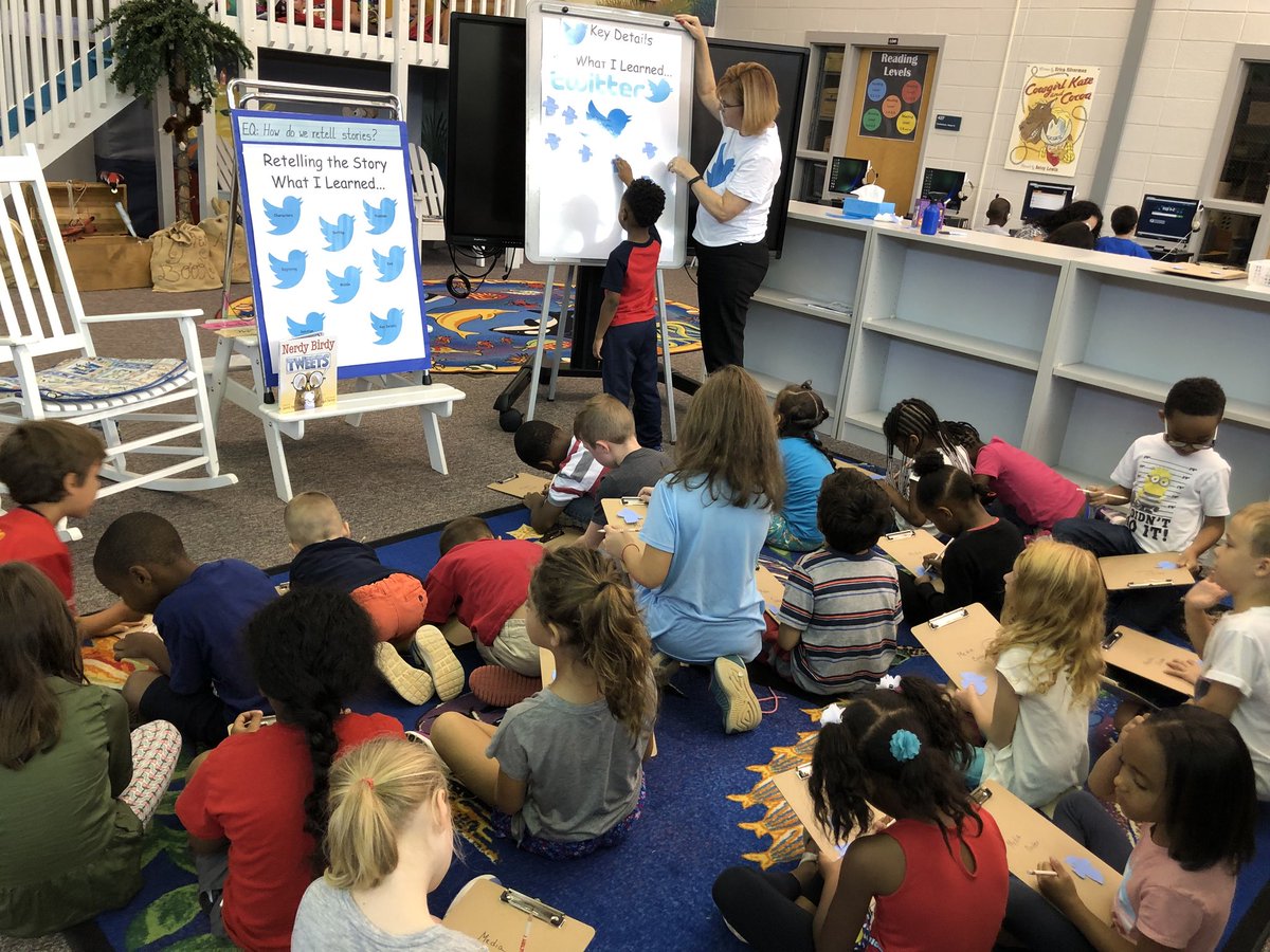 My students are learning how to share details from our story by tweeting! What a wonderful lesson <a href="/KennesawMC/">Beth Finnegan</a> #NerdyBirdyTweets