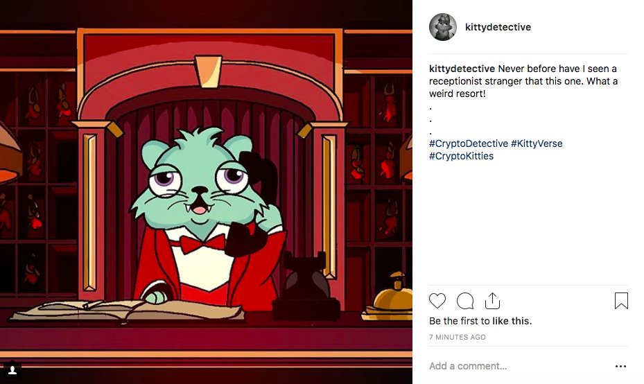 deusdetective's tweet photo. Mr. Detective has arrived at the Ether Resort. What will he find there? Follow https://t.co/eYYHhF2tLv to be the first to know!
#CryptoDetective #CryptoKitties #KittyVerse #Tokenville #ethereum #blockchain https://t.co/bjZEvvgGeU