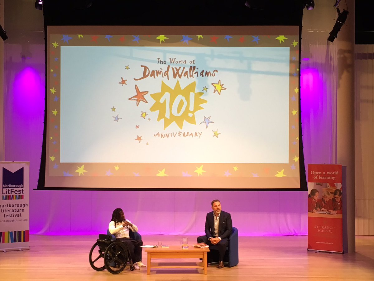 Wonderful time @MarlbLitFest listening to @davidwalliams @AdeAdepitan Children loved it&I esp.enjoyed talk about needing greater #diversity in children’s books. V.interesting- would have loved more people I could relate to as a child. #Authors-please help change this  #MLF18