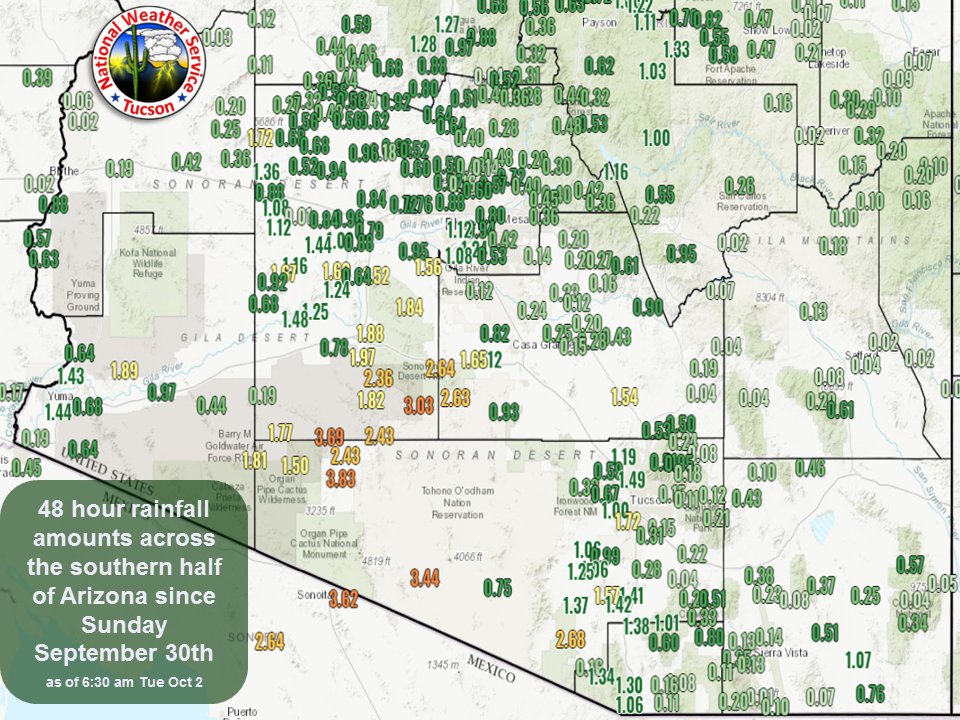 NWS Tucson on Twitter "Here's a look at the rainfall totals over the