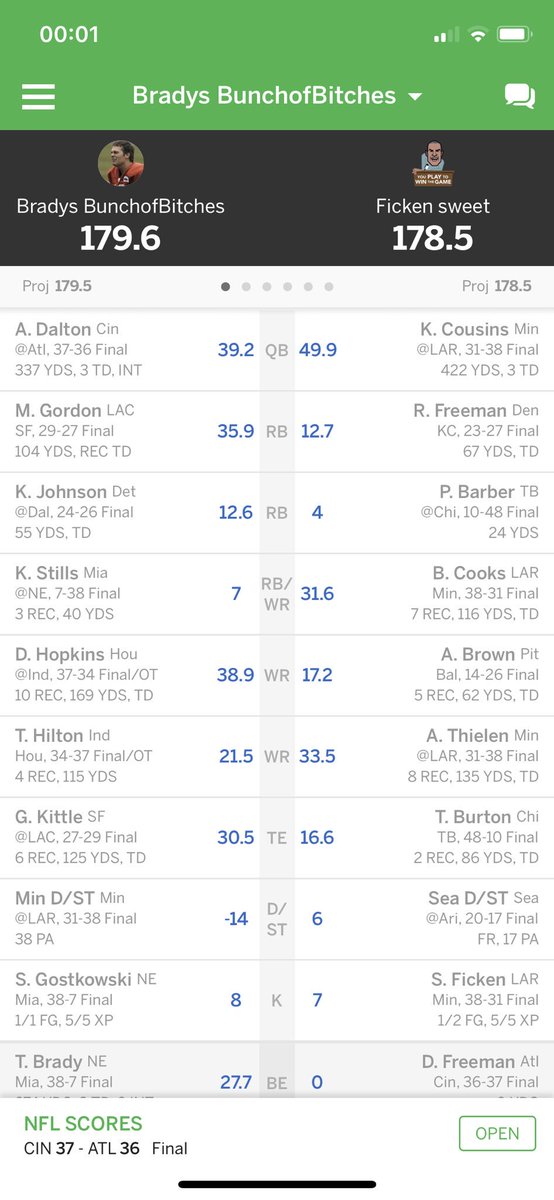 TheBrianMac's tweet photo. Maybe the greatest comeback in history? @JameyEisenberg @daverichard @heathcummingssr #WrongFantasySite #sorry https://t.co/n41Lihi3Jx