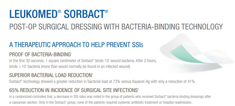 Leukomed® Sorbact® surgical dressing not only helps protect a wound from external contamination, but its bacteria-binding Sorbact® contact layer helps reduce colonization of harmful microbes. 

To learn more, please visit: hubs.ly/H0dZvmt0