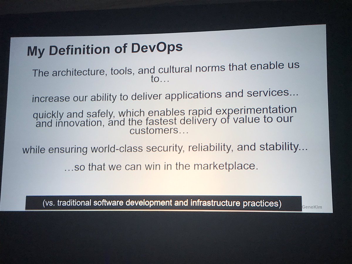 vidhu's tweet image. Most recent definition of DevOps by @RealGeneKim #smfusion